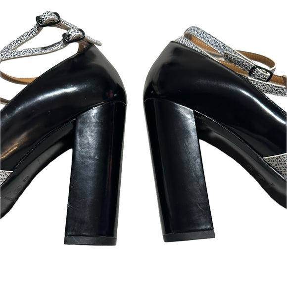 Women genuine PHILLIP LIM chunky heels shoes 35.5 5 black white two tone - Picture 6 of 13